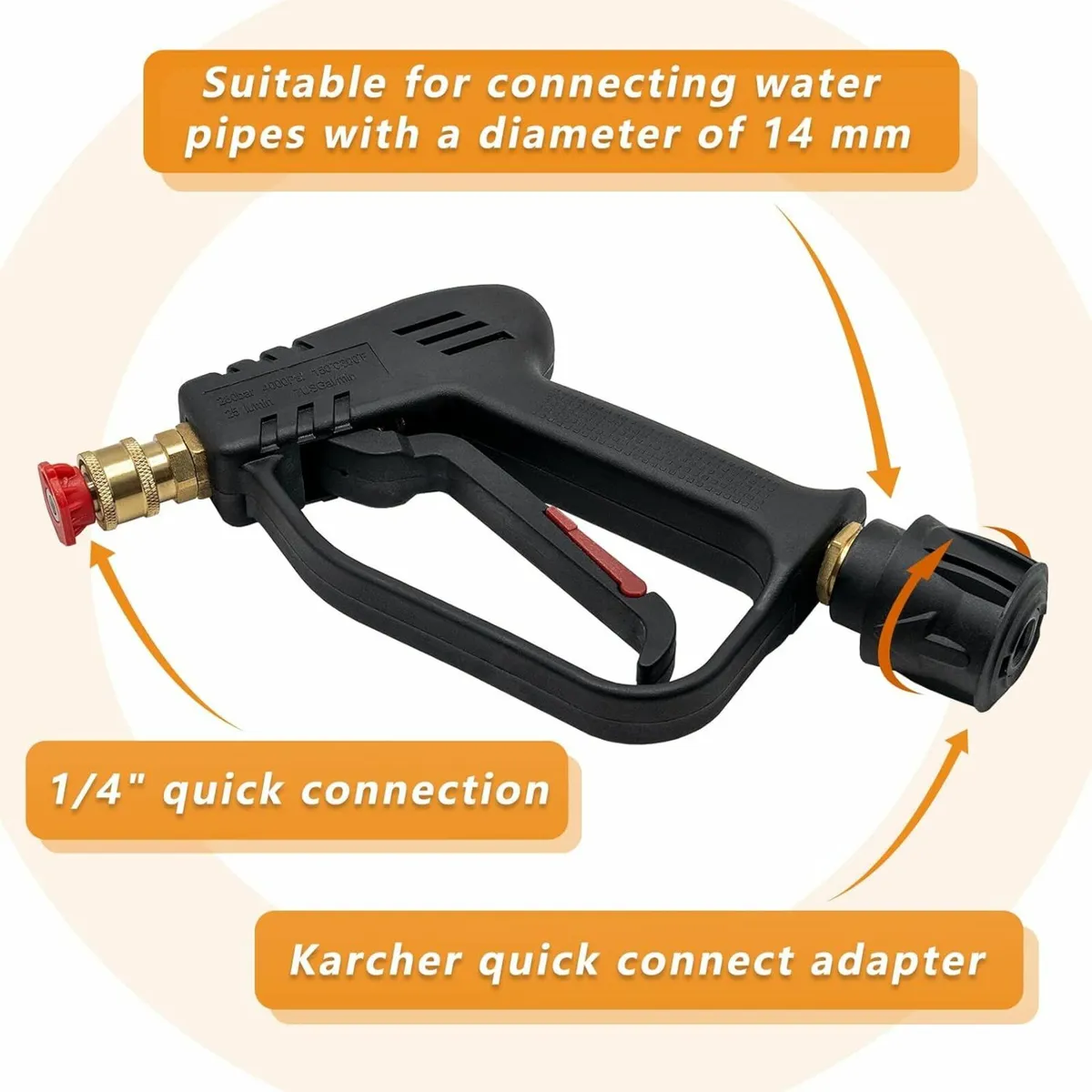 High Pressure Washer Gun with M22 14MM Fitting Hos - Image 2