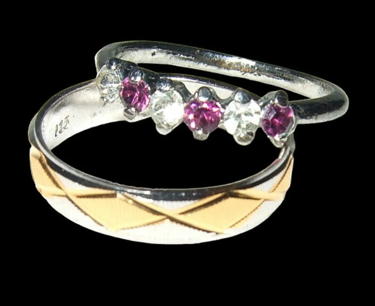 Vintage Hallmarked Wedding and Half Eternity Rings - Image 1