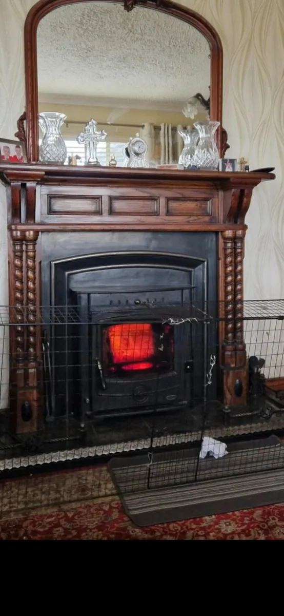 Antique oak Fireplace and mirror - Image 2
