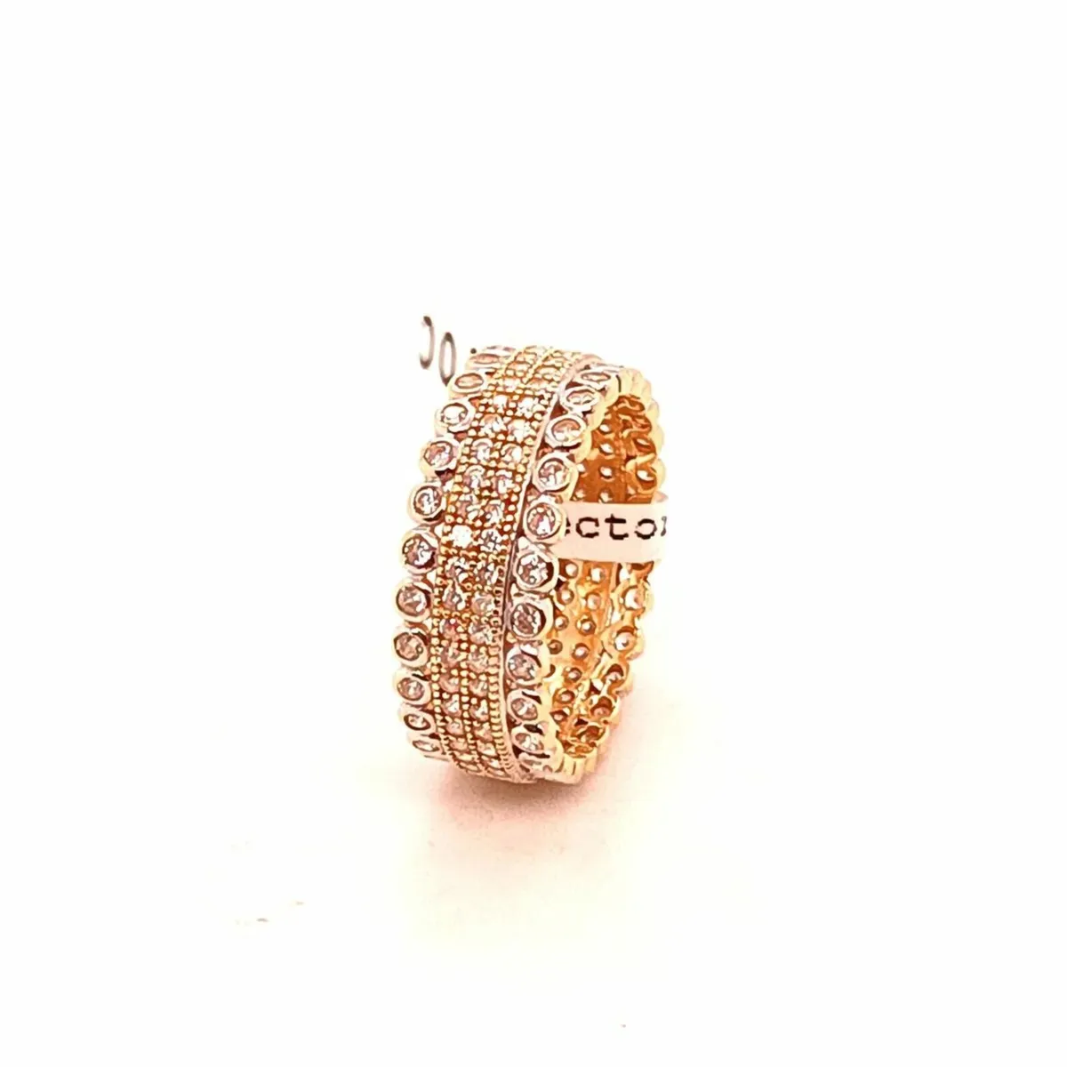 18 k Yellow Gold & Cubic Zirconias Ring Stack - Image 1