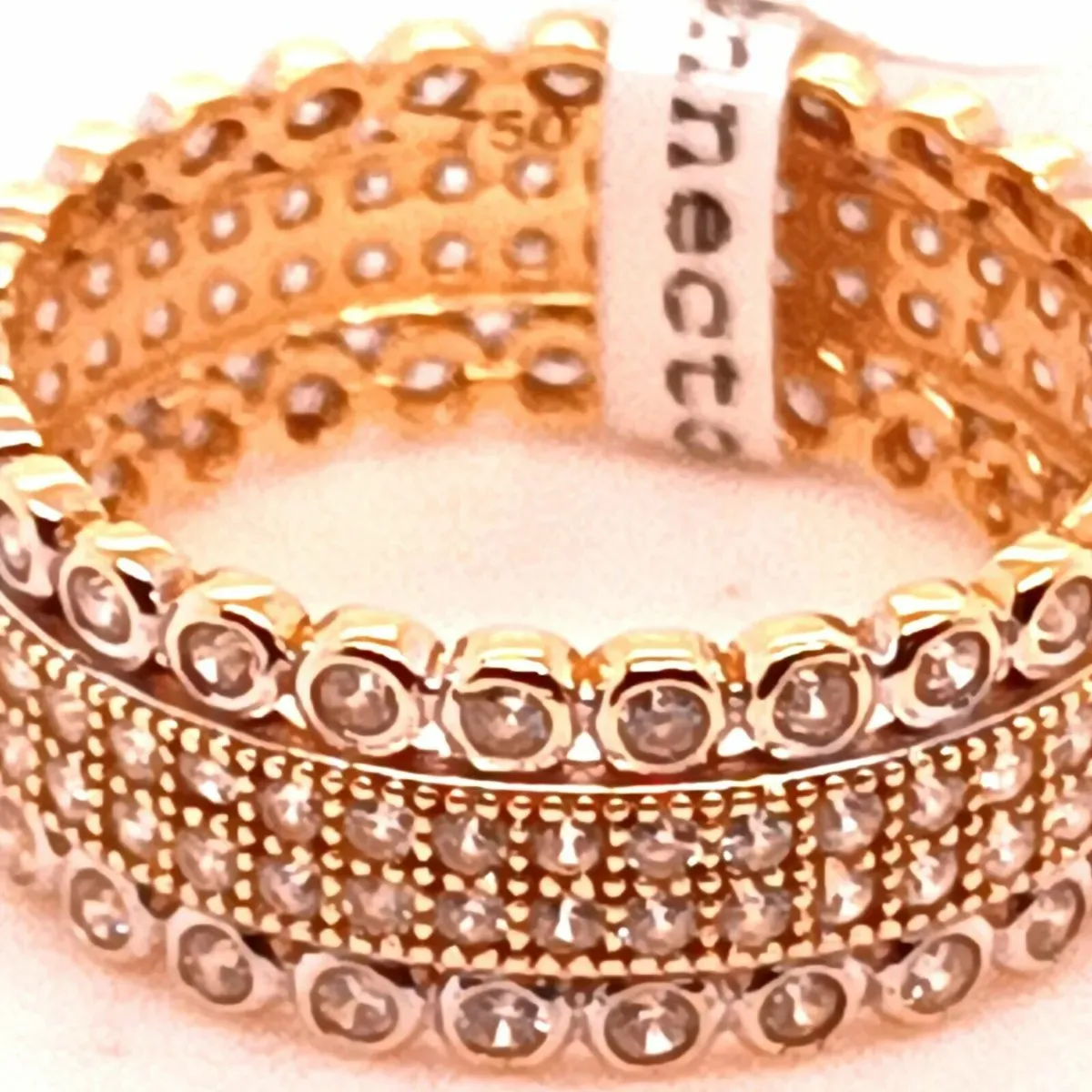 18 k Yellow Gold & Cubic Zirconias Ring Stack - Image 3