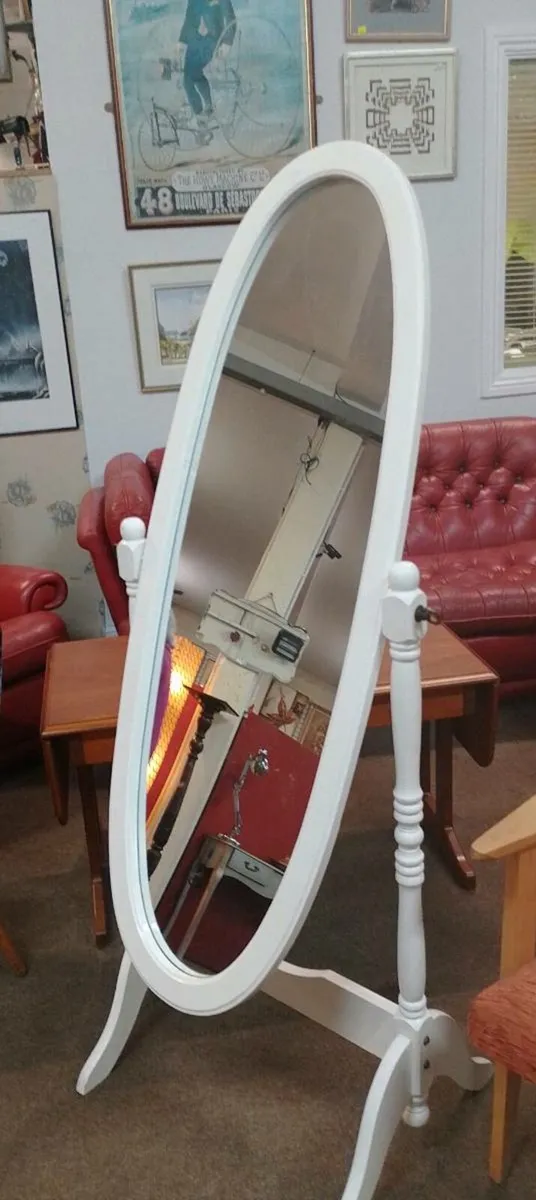 Modern White Cheval Mirror - Image 1
