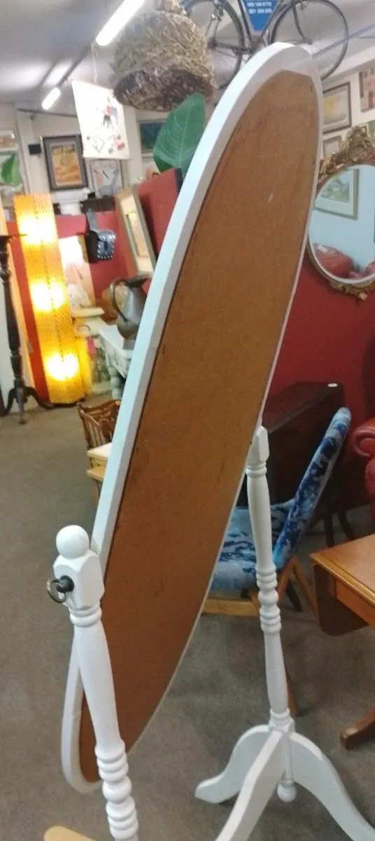 Modern White Cheval Mirror - Image 2