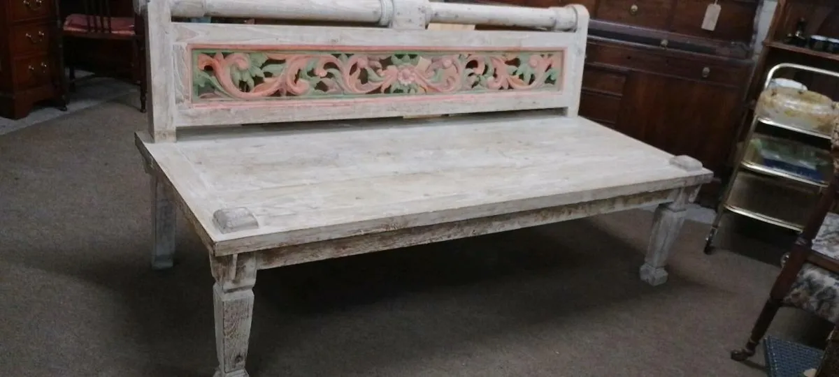 Large Decorative Bleach Wood  Bench - Image 1