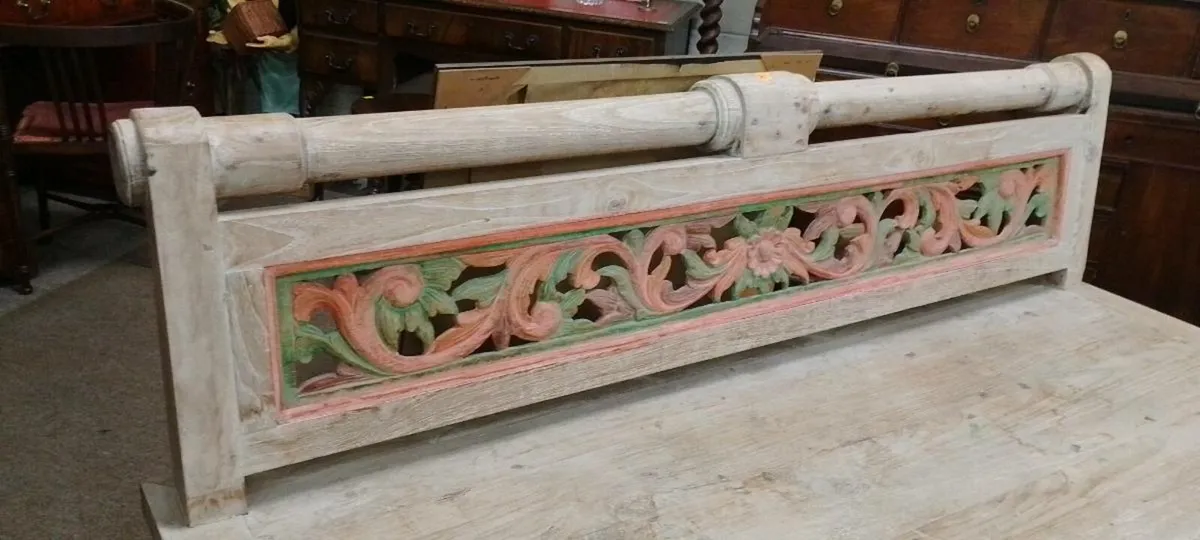 Large Decorative Bleach Wood  Bench - Image 2