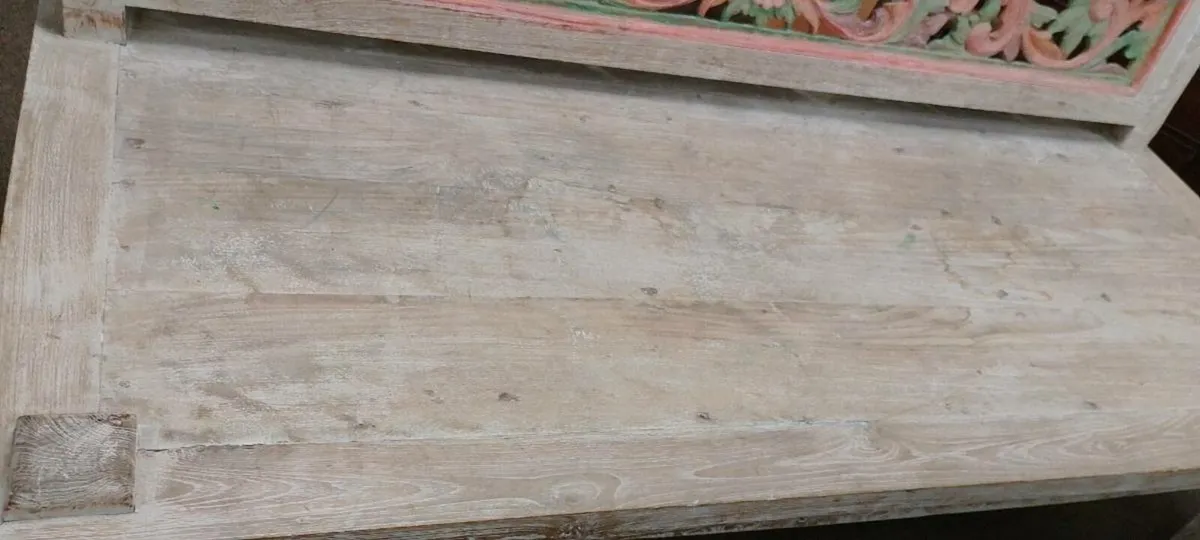 Large Decorative Bleach Wood  Bench - Image 4