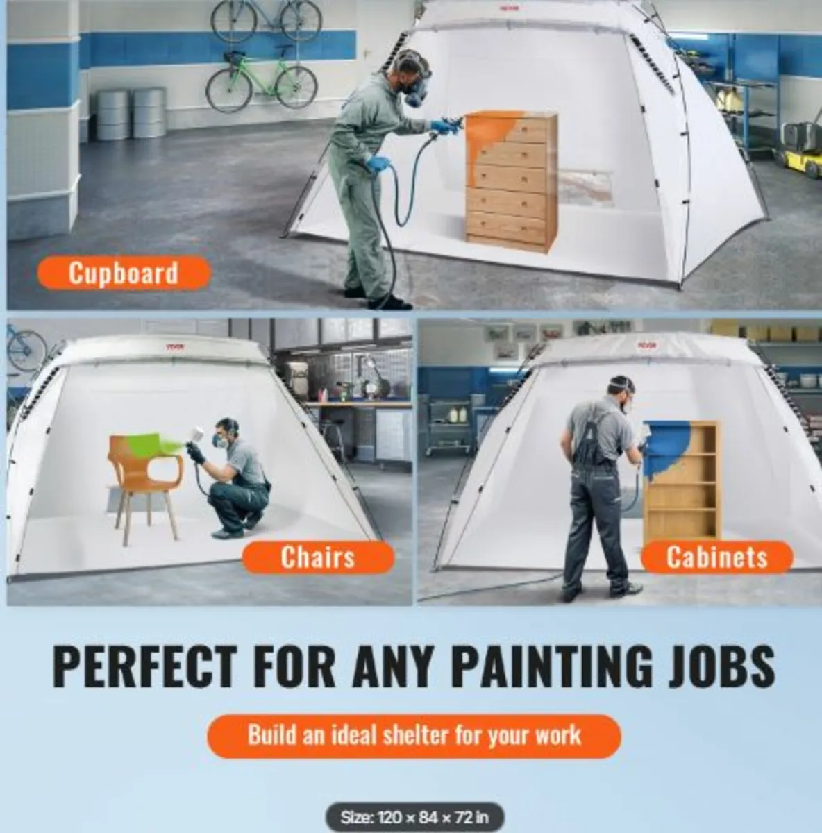 Spray Paint Shelter, 10x7x6ft Portable Spray Paint - Image 3