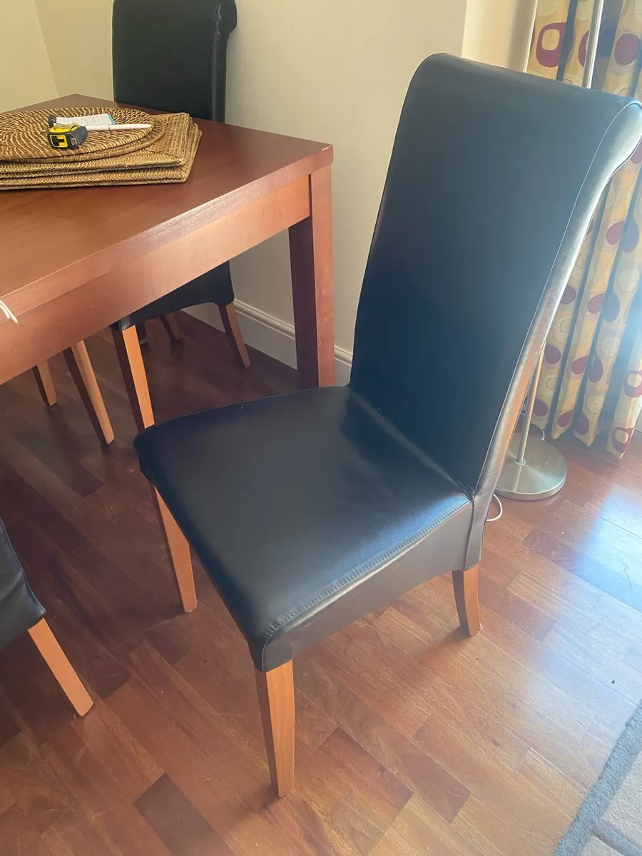 Dining Table with 6 Brown Leather Chairs - Image 2