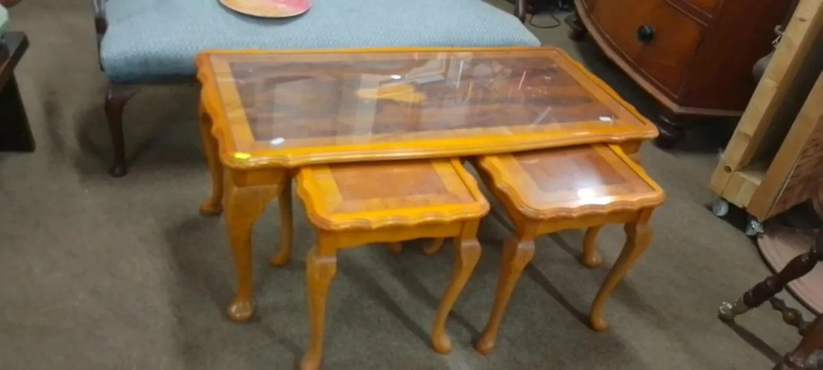Walnut Effect Nest Of Tables - Image 1