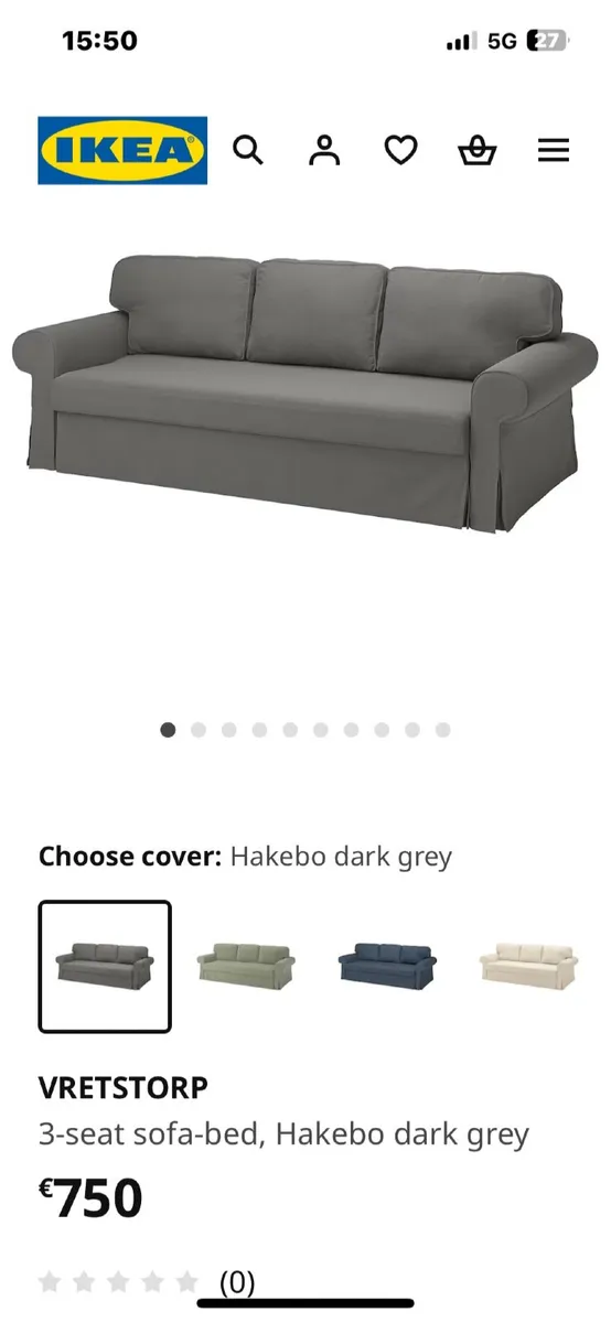 IKEA Grey Sofa Bed Good Condition - Image 2
