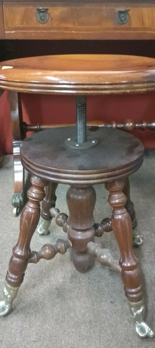 Decorative Mahogany Twist Height Adjustment Stool - Image 2