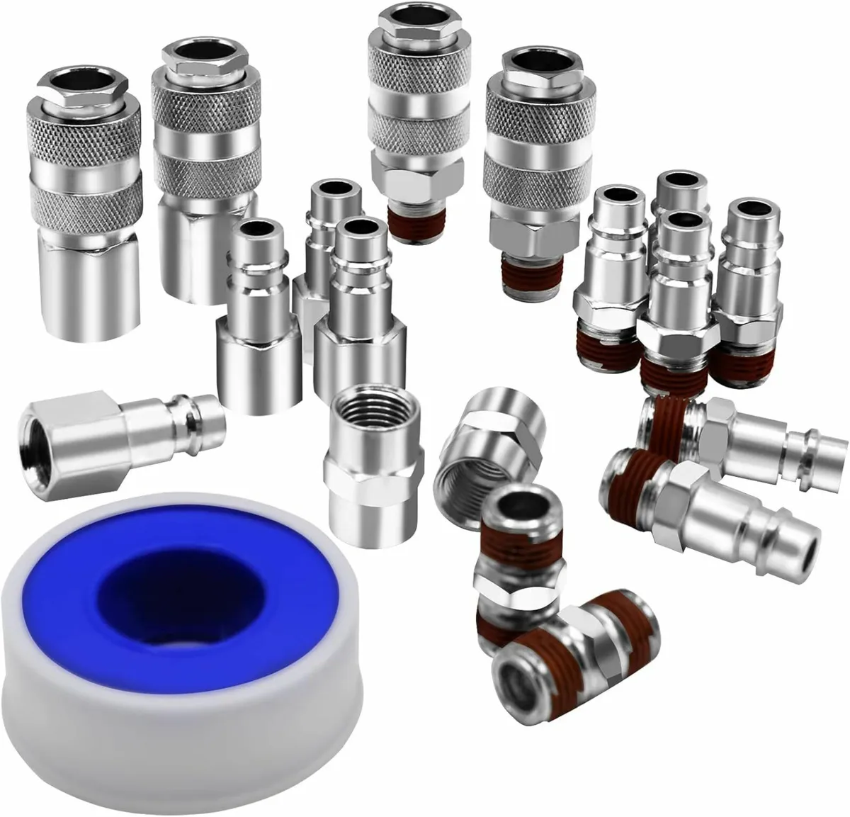 19pcs 1/4" Bsp Air Line Connectors Euro Style Hose