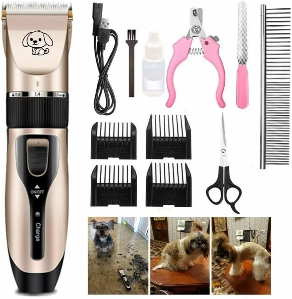 Clippers, with 4 Guide Combs and Cleaning Brush Na