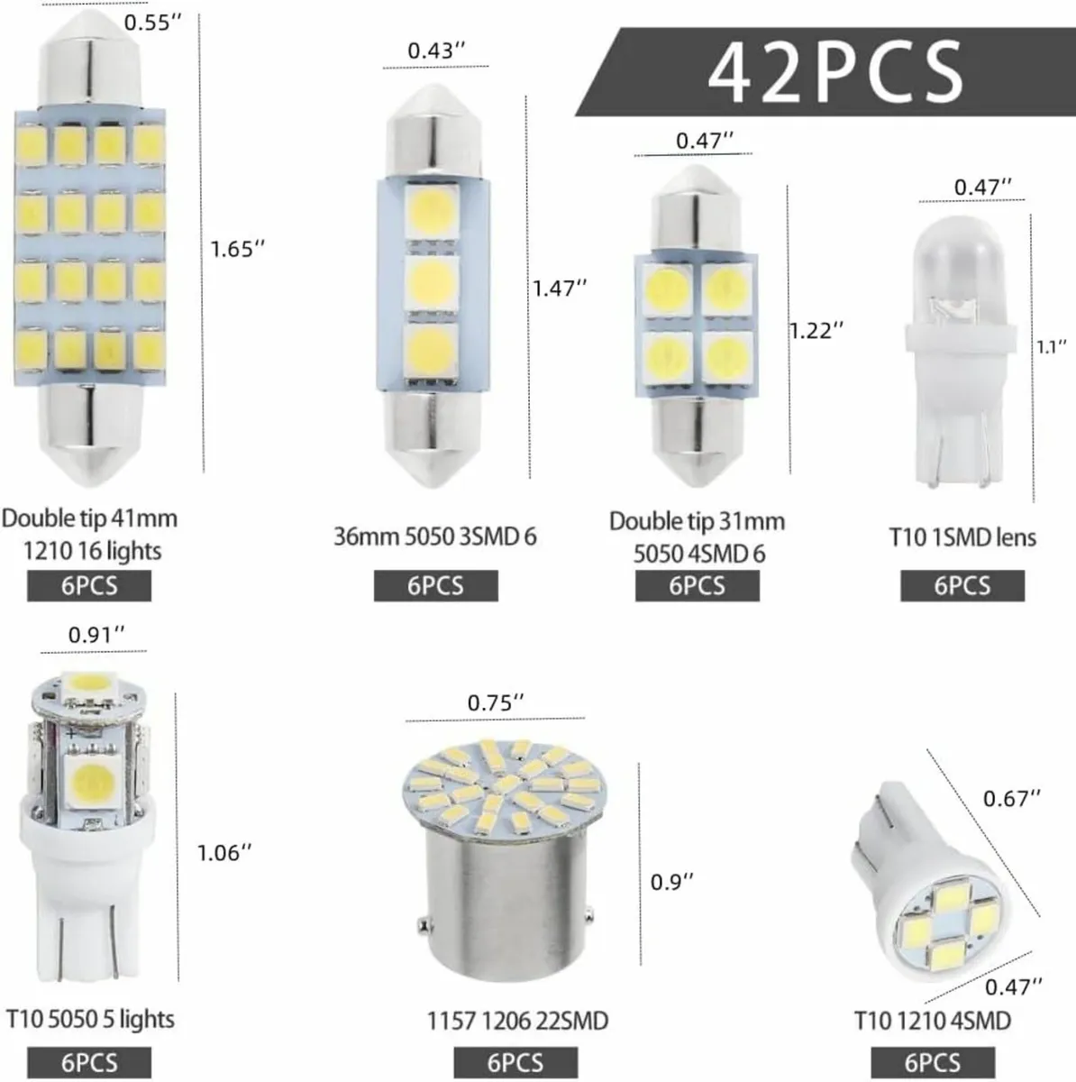 42 Pcs LED Interior Light Kit Car LED Lights Inter - Image 1