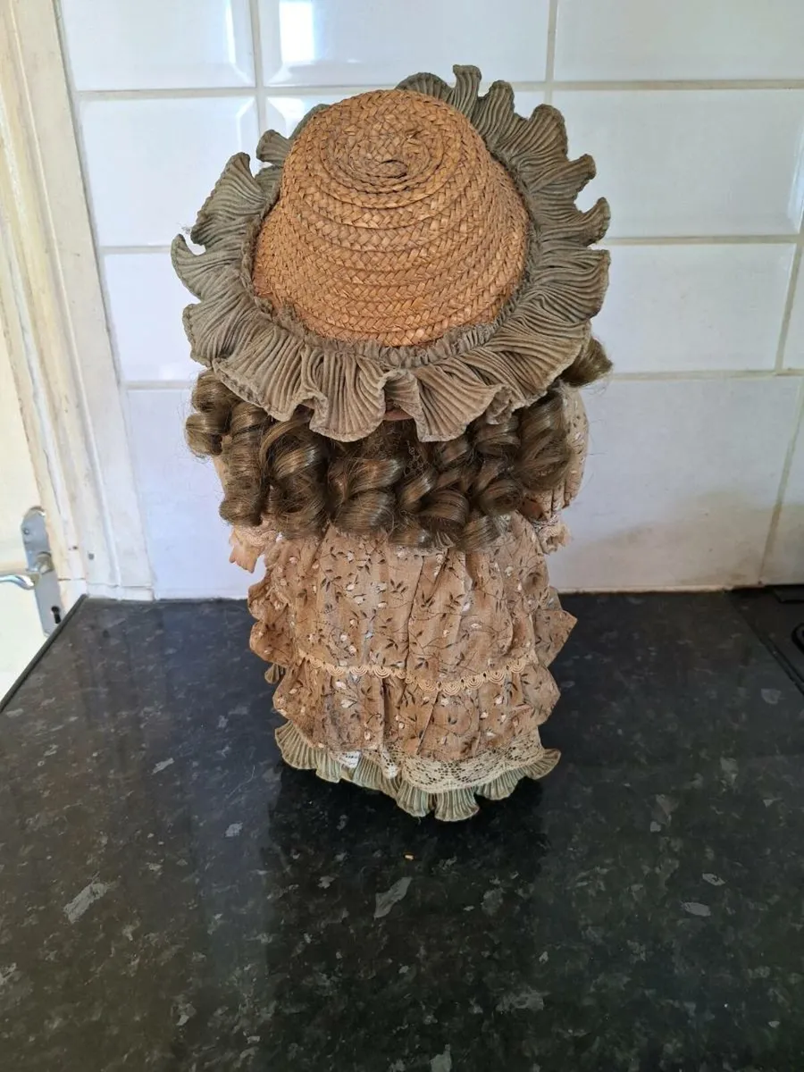 Vintage porcelain doll on stand - Image 2
