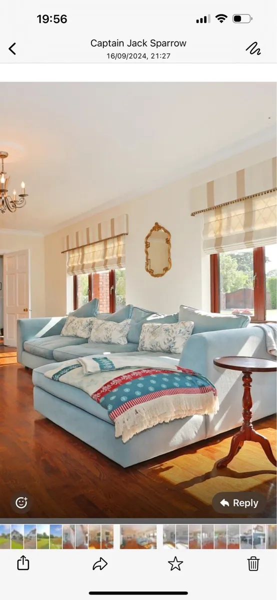 Corner sofa RHF duck egg blue