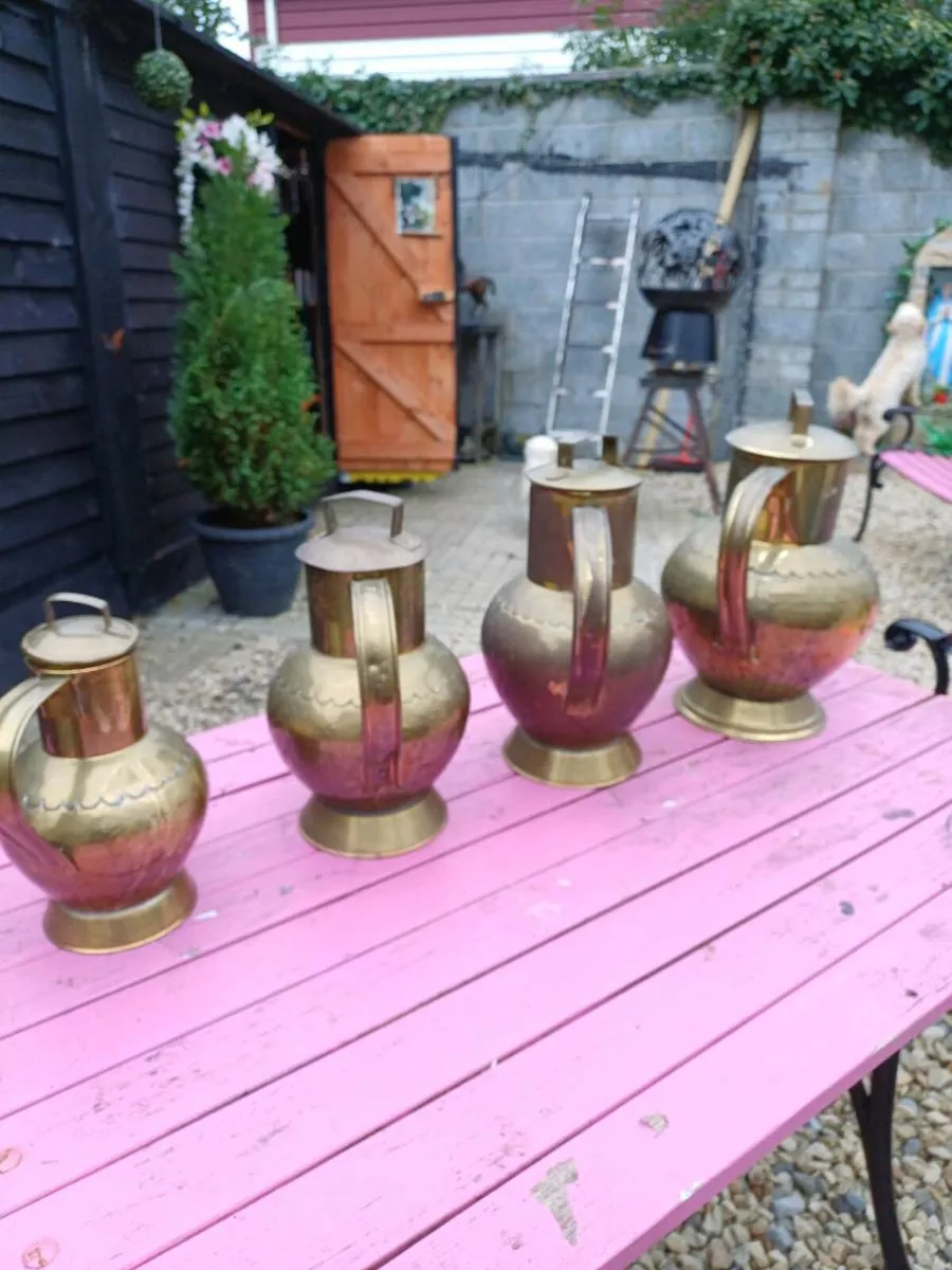 1950s Handmade Brass Jugs - Image 2