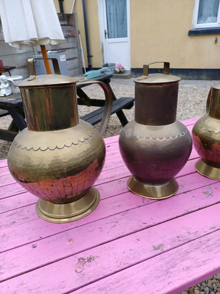 1950s Handmade Brass Jugs - Image 4