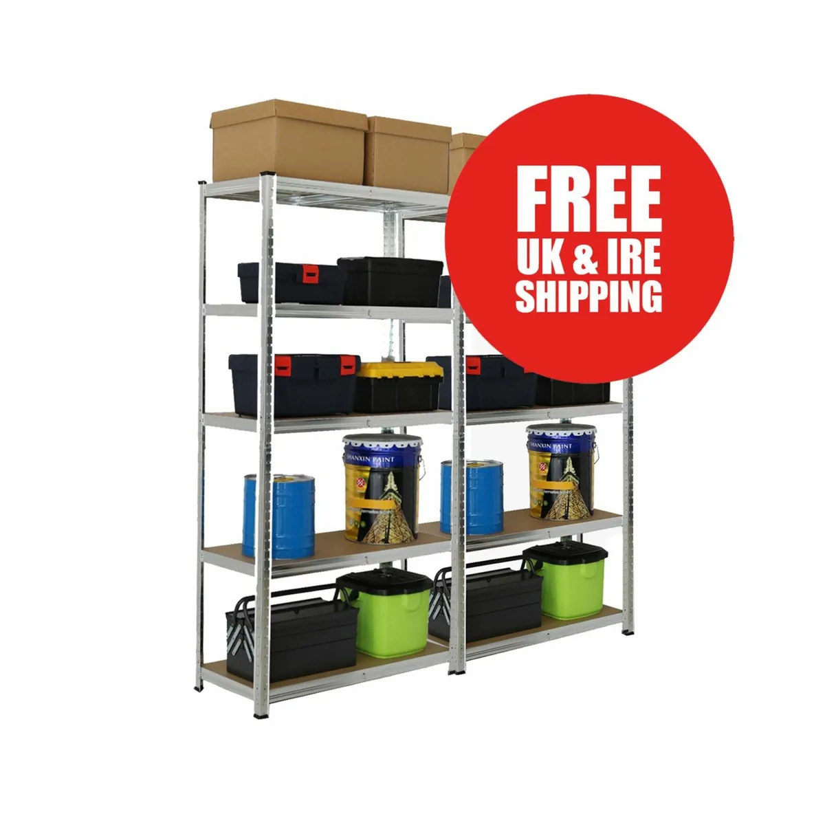 Budget Garage Shelving | 2 Bay Galvanised - Image 1