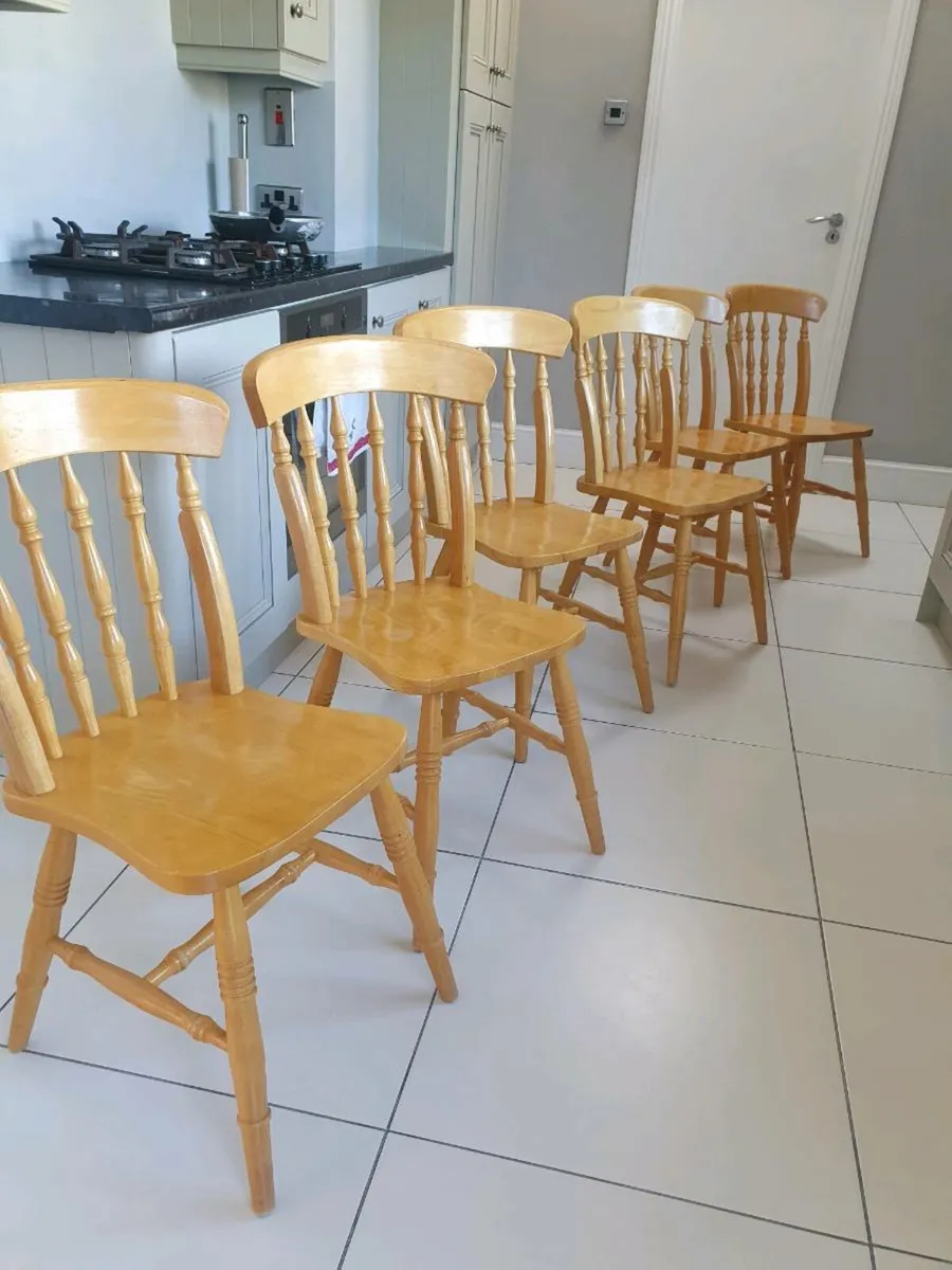 6 solid wood kitchen dining chairs - Image 1