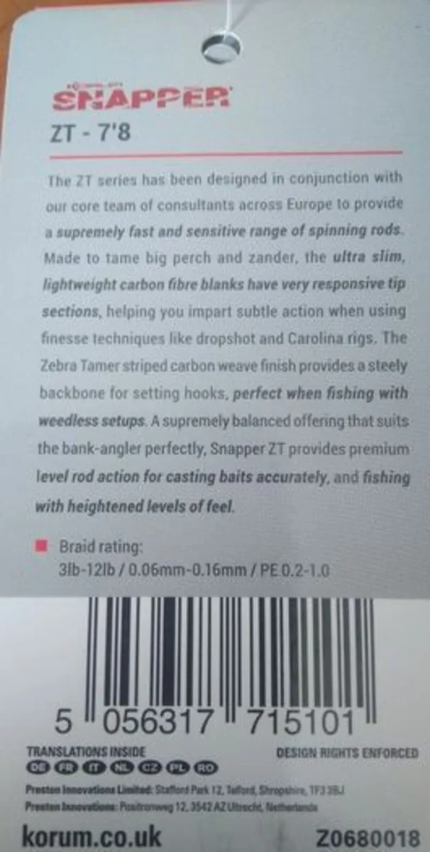 Korum Snapper ZT Spinning Rod 7'8ft 2.34m - Image 3