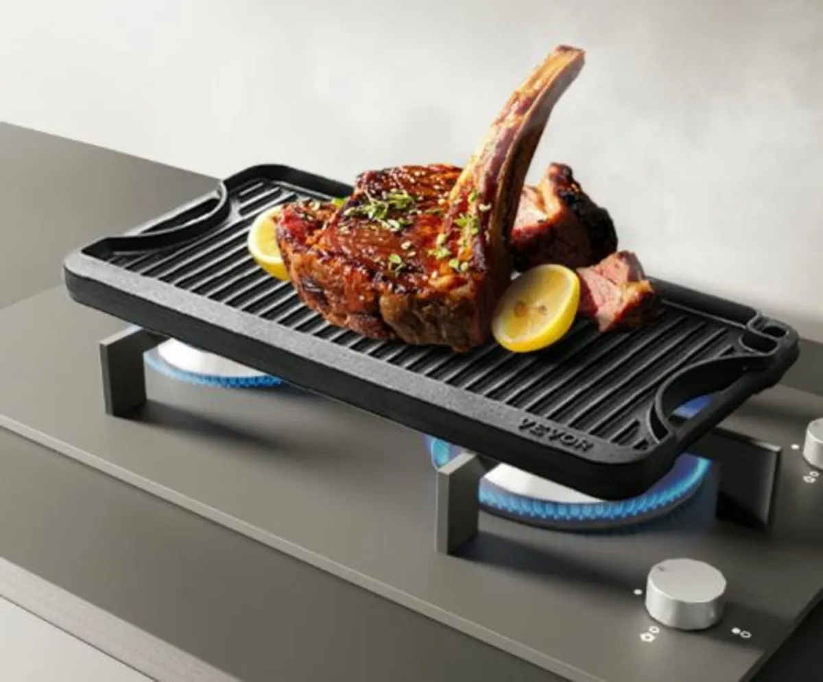 20x10 in Reversible Grill Griddle Pre-Seasoned BBQ - Image 2