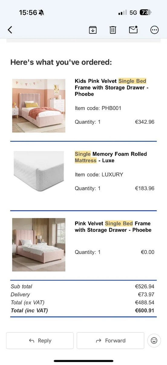 Pink Velvet Single bed - Image 2