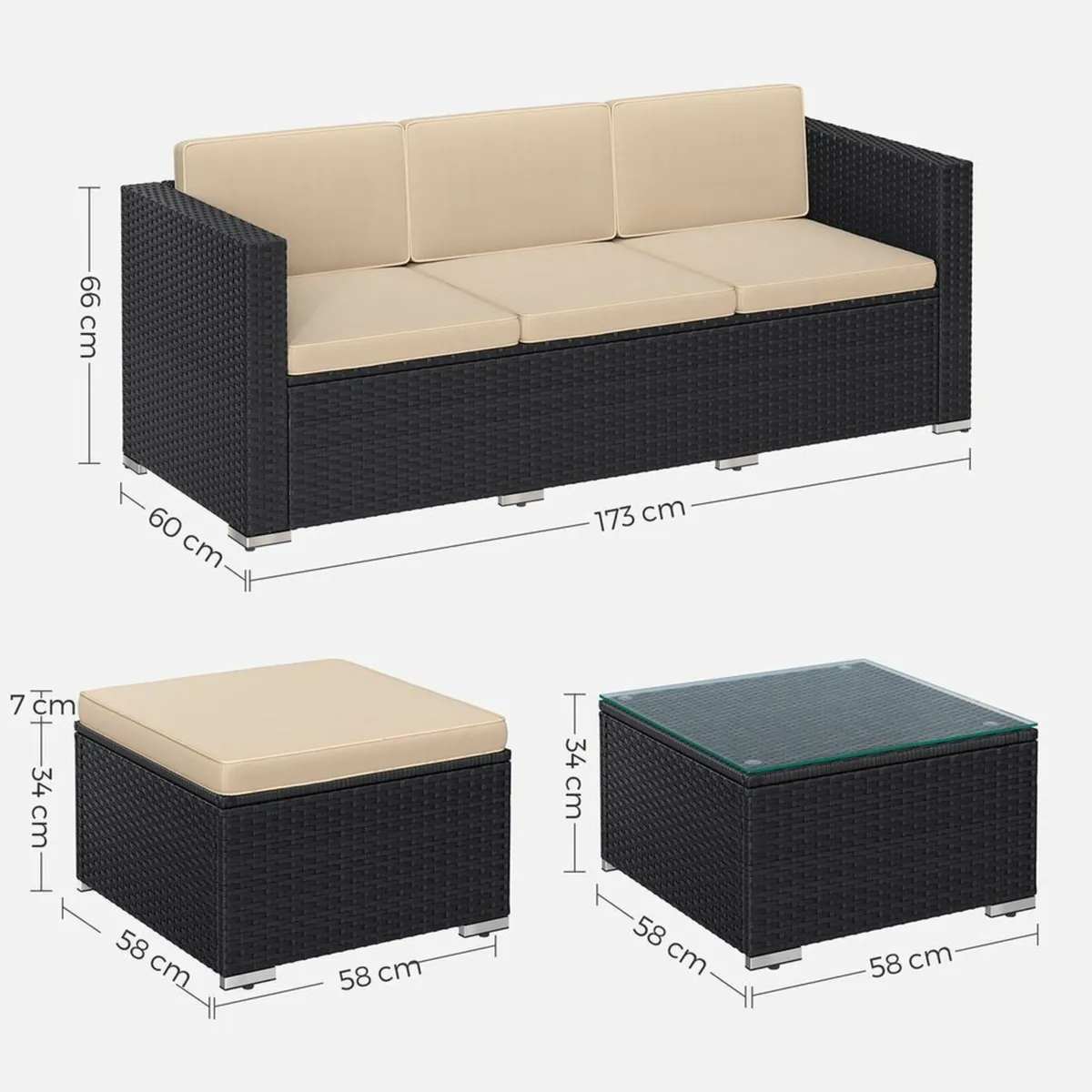 Garden Sofa with Table Garden Furniture Set with C - Image 4