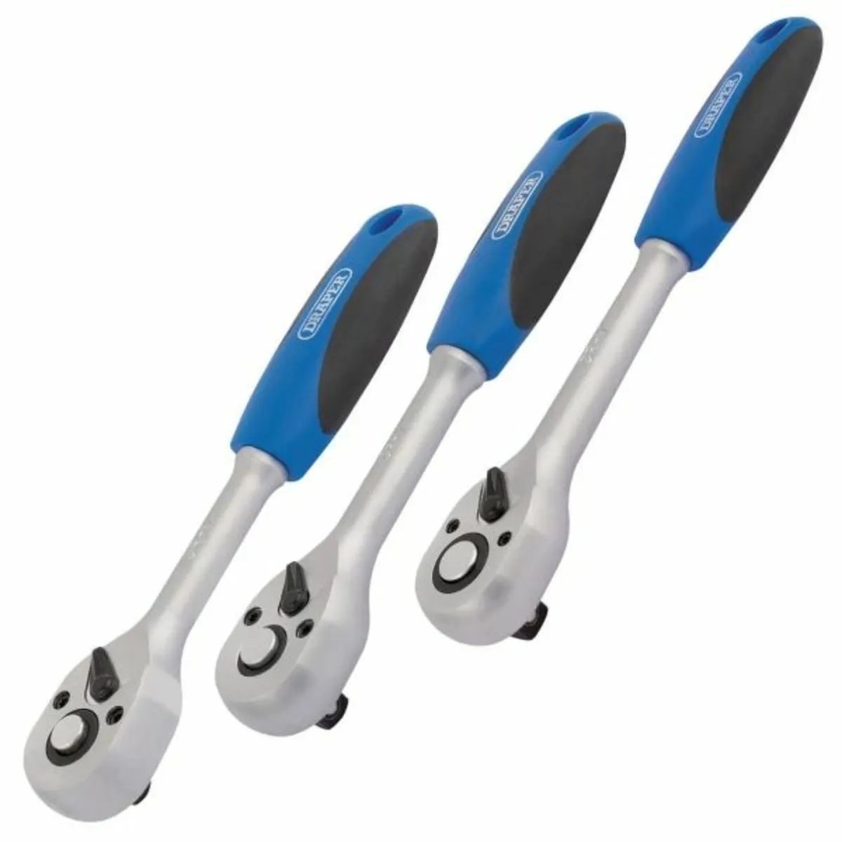 Draper 1/2", 3/8" & 1/4" Soft Grip Ratchet Set