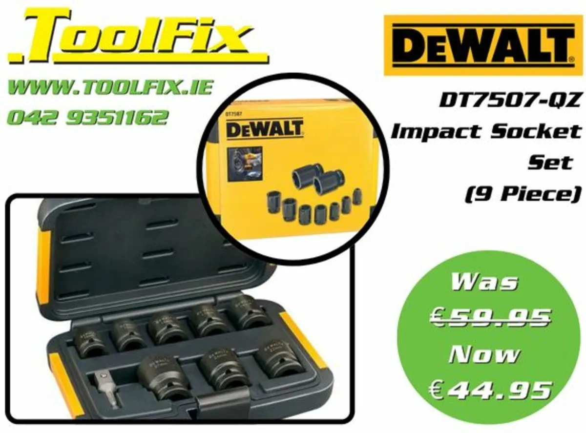 DeWALT 9pc Socket Set - Image 1