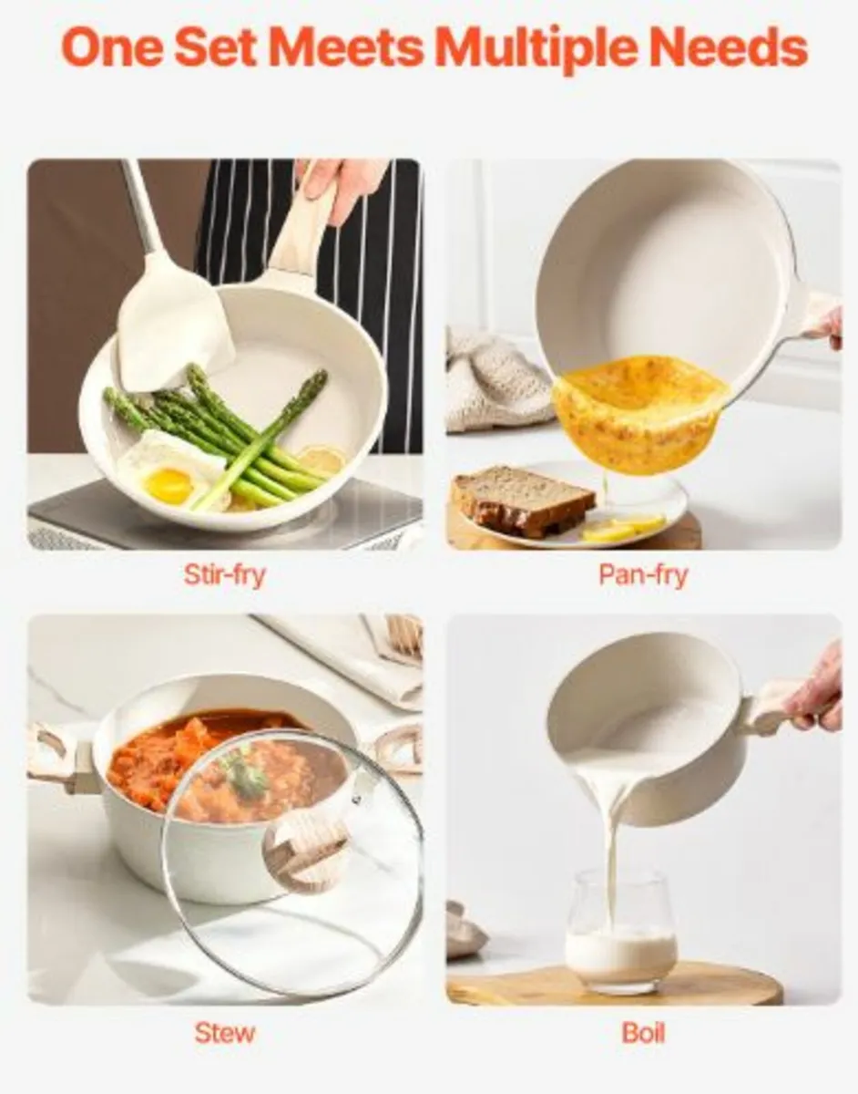 19 Piece Pots and Pans Set Granite Nonstick - Image 4