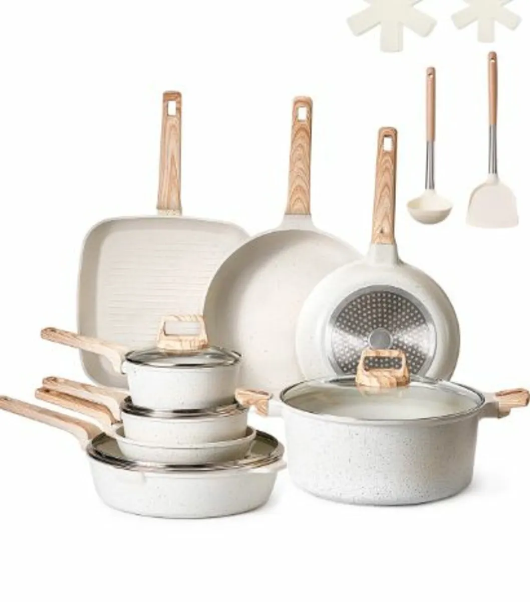 19 Piece Pots and Pans Set Granite Nonstick - Image 1