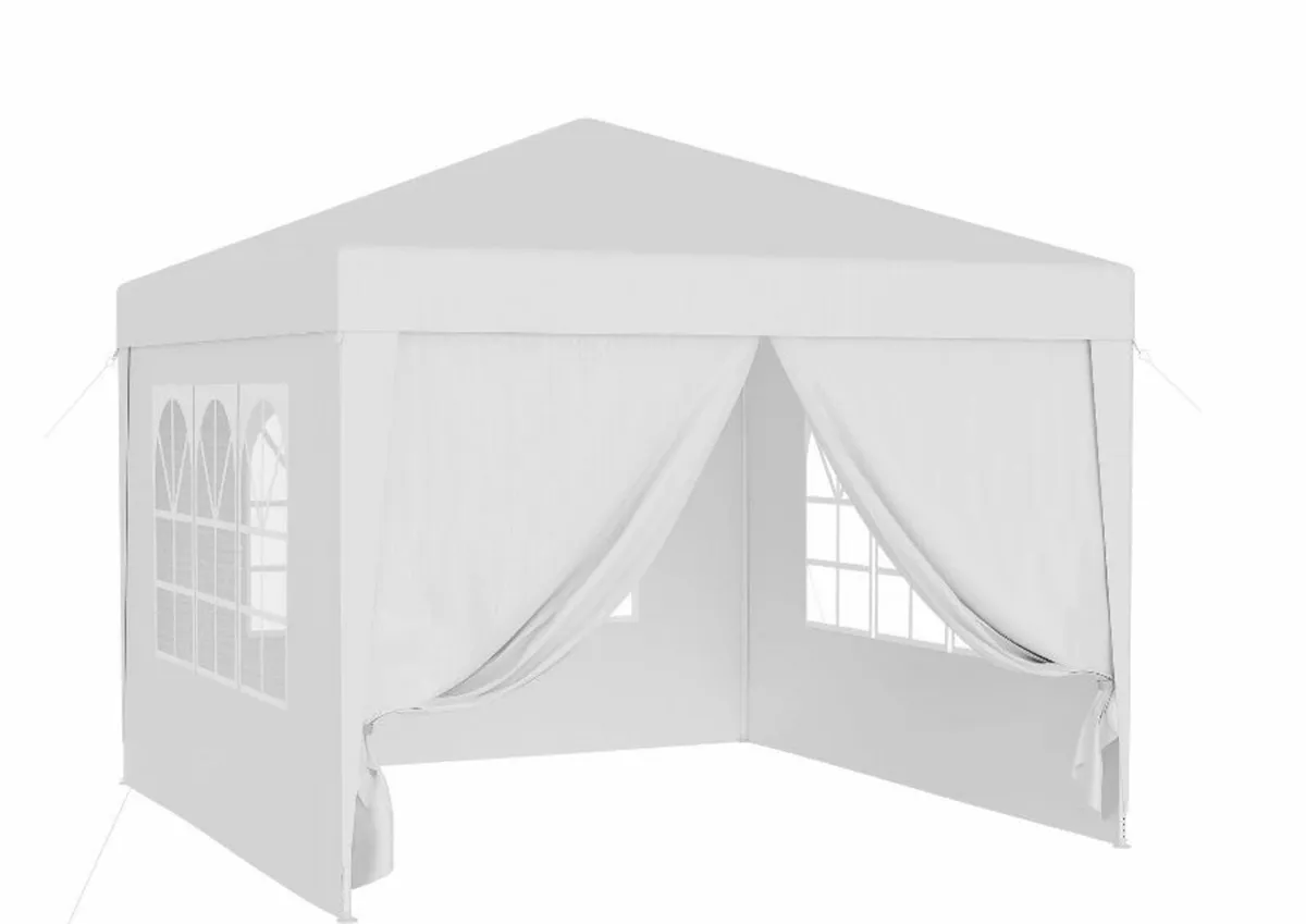Waterproof 3x3m Gazebo White with 4 side walls - Image 2
