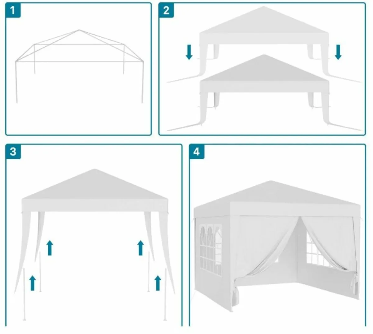 Waterproof 3x3m Gazebo White with 4 side walls - Image 4