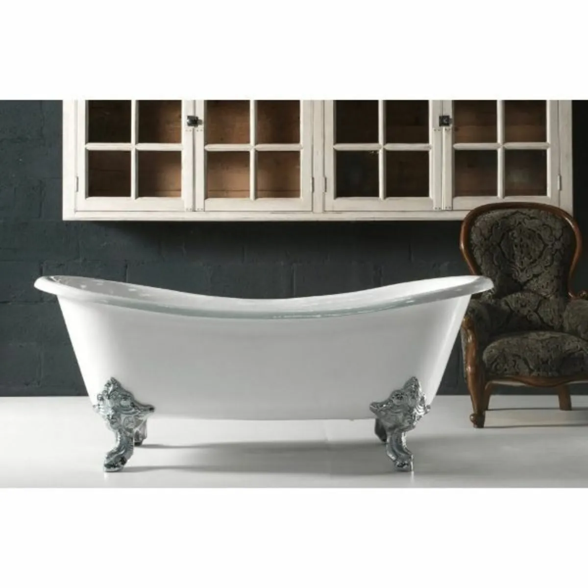 Milan Double Ended Roll Top Bath Bath  Cast Iron B - Image 3