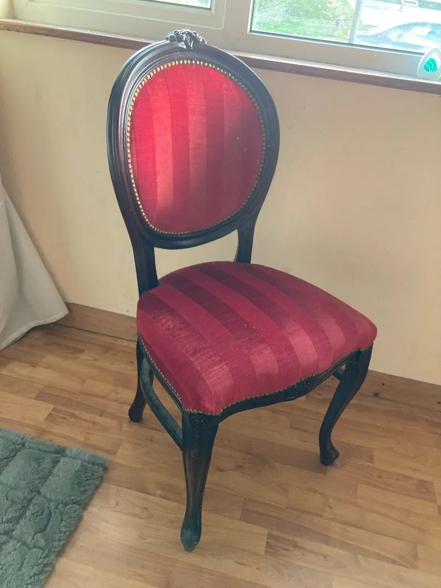 Antique Chairs x 2 - Red Velour - Image 1