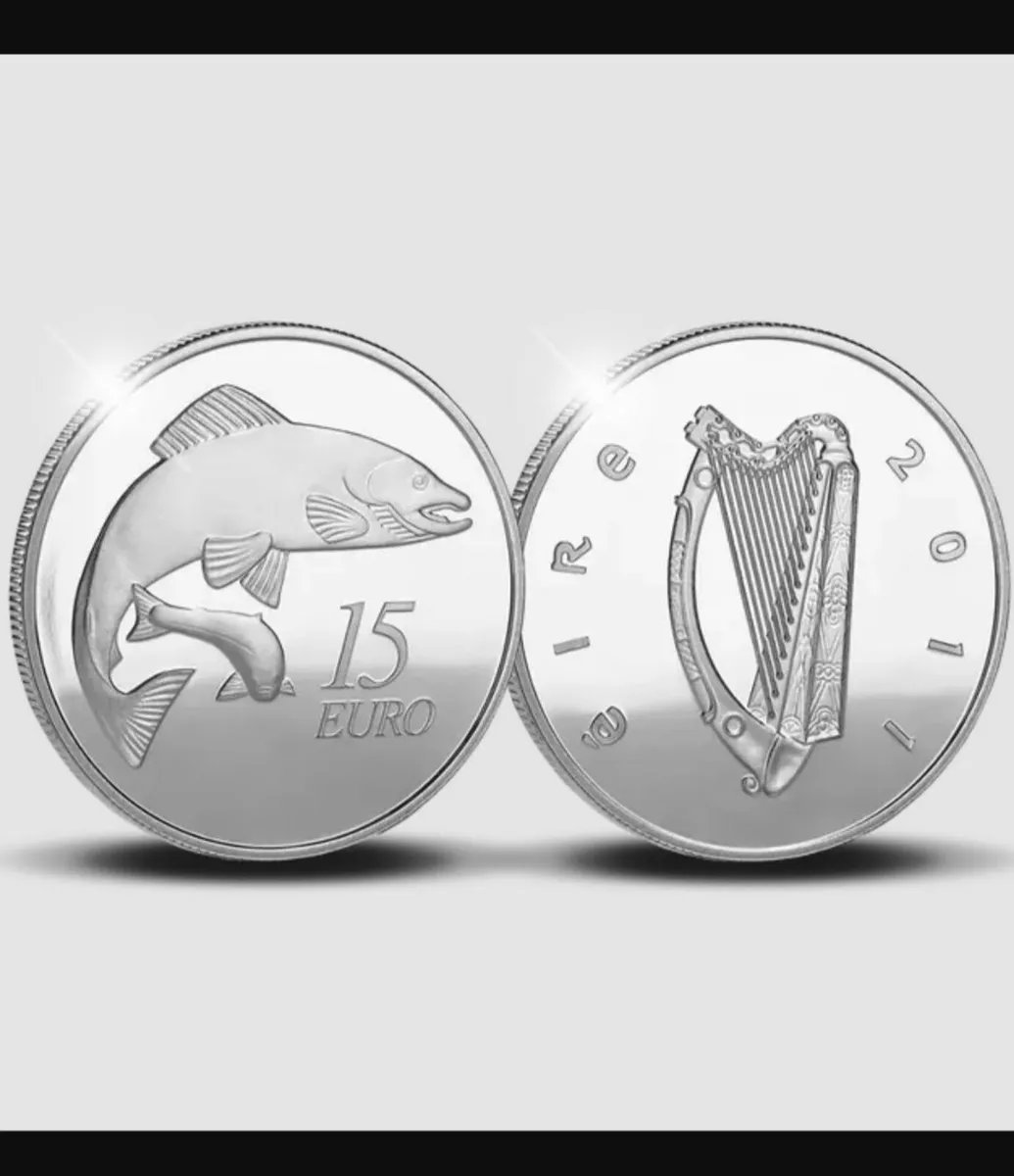 Irish €15 Silver Proof Coin 2011 Salmon - Image 1
