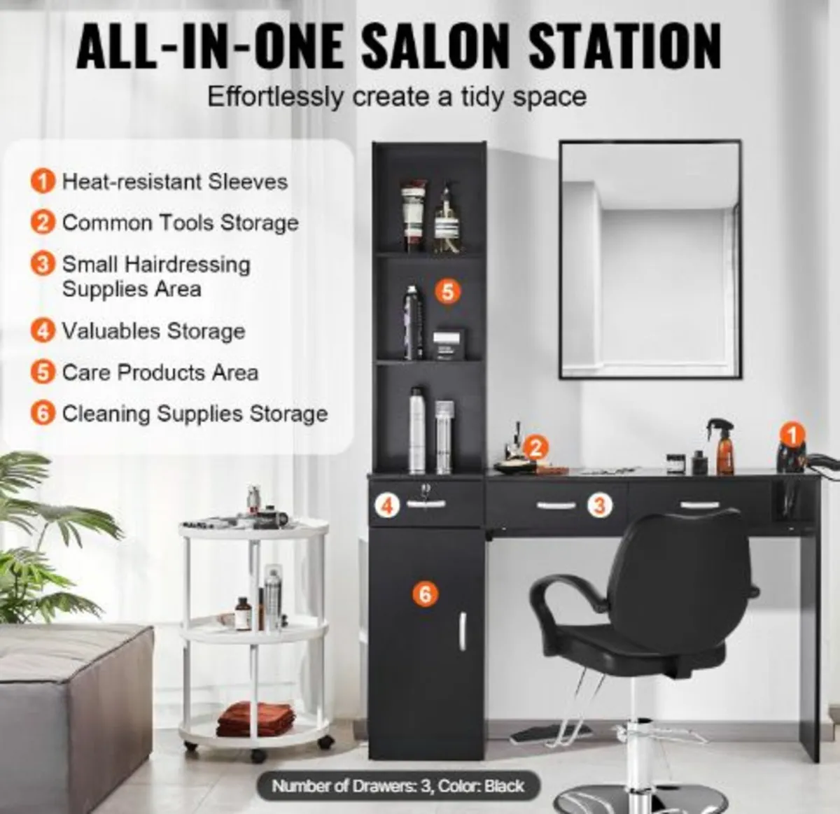Salon Station, Wall Mount Barber Salon Station - Image 4