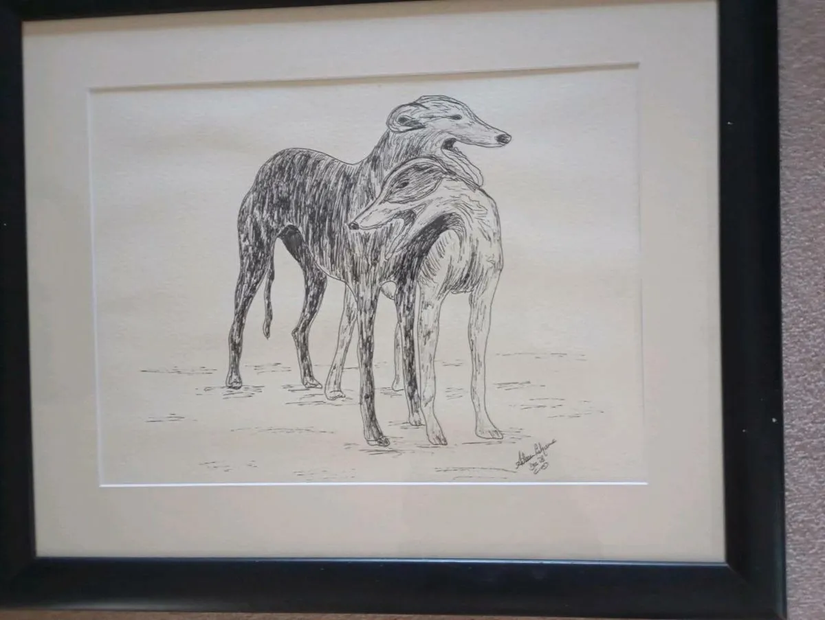 Signed sketch of Greyhounds - Image 2