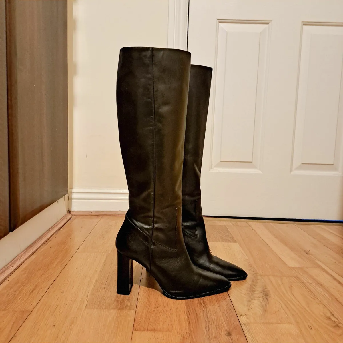 Zara Real Leather Black Knee High Boots 6UK/39EU - Image 1