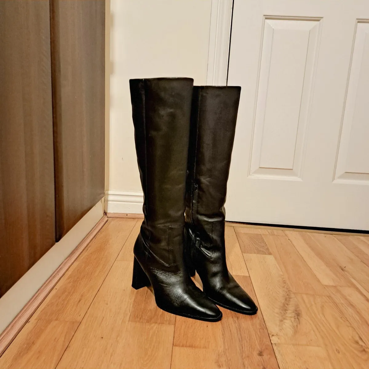 Zara Real Leather Black Knee High Boots 6UK/39EU - Image 3