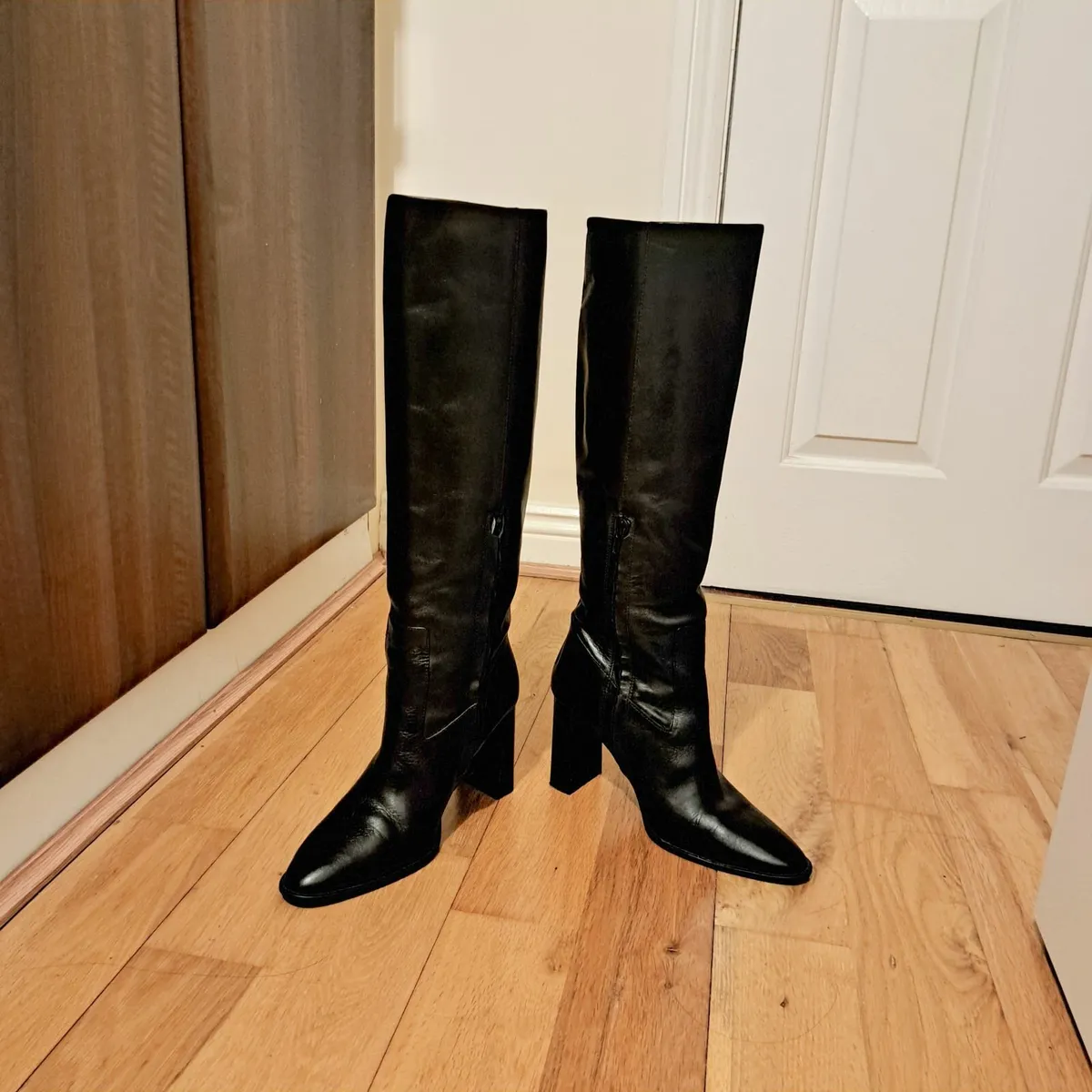 Zara Real Leather Black Knee High Boots 6UK/39EU - Image 4