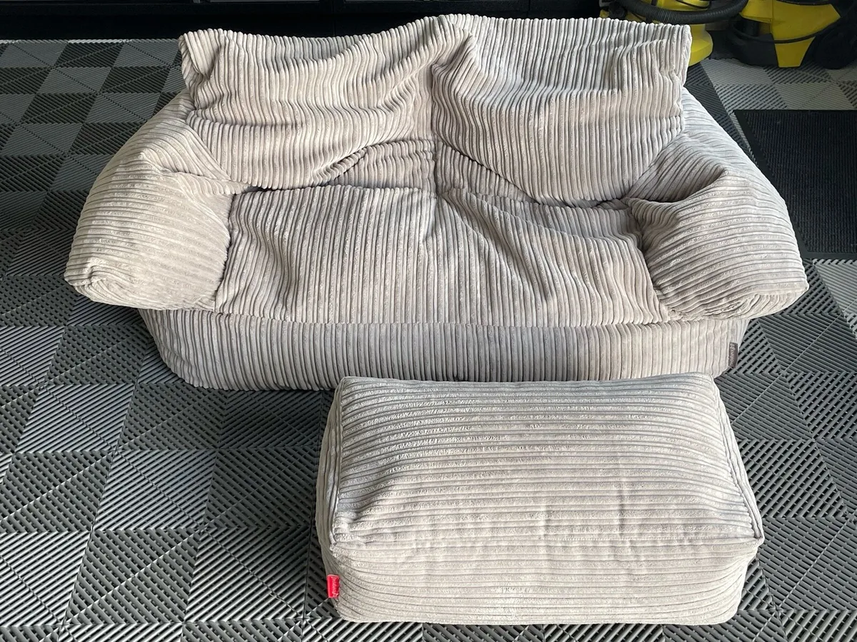 Big Bertha 2 Seater Beanbag Sofa & Footstool - Image 1