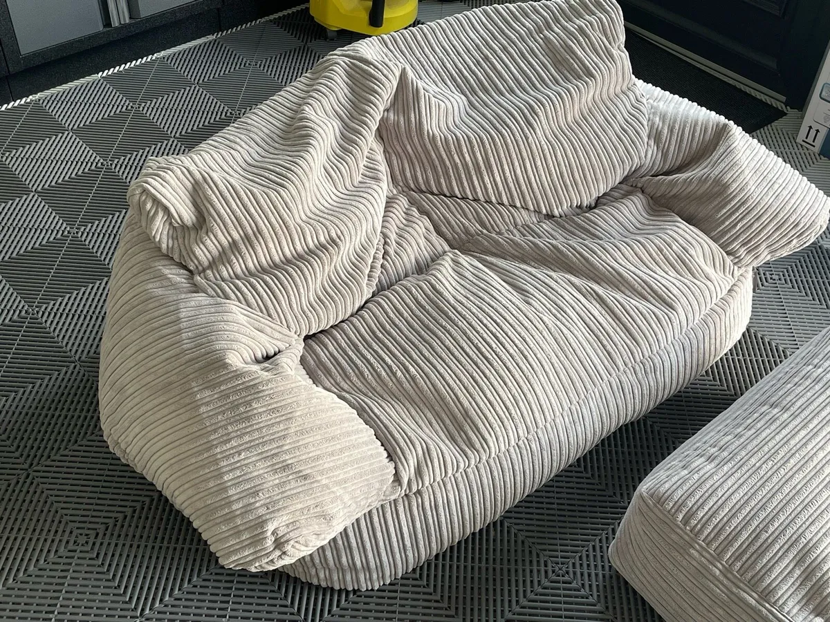 Big Bertha 2 Seater Beanbag Sofa & Footstool - Image 3