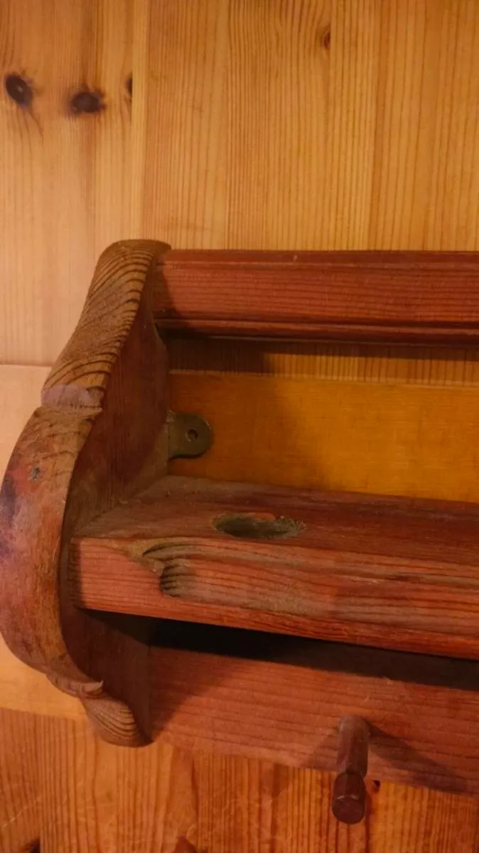 Penny Pine beeswax pine wall shelf and Mug Holder. - Image 3