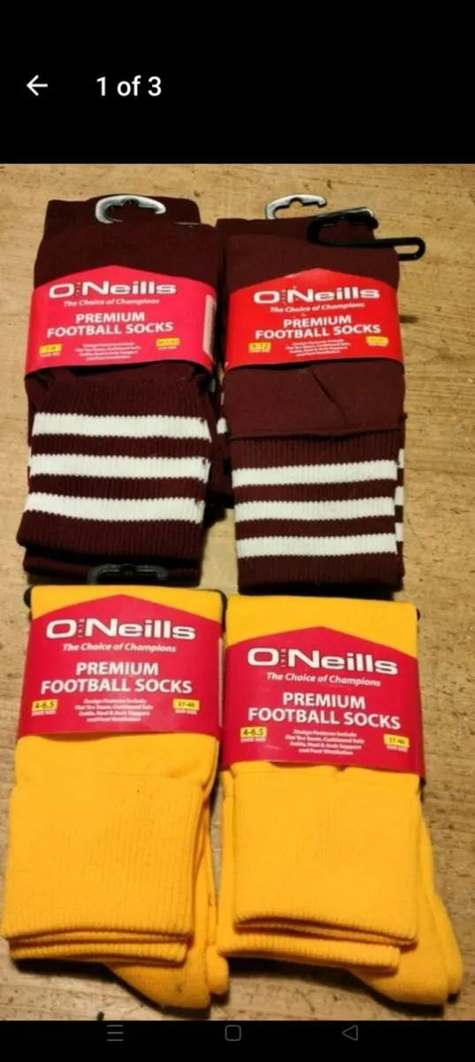 O NEILLS Adult Maroon socks, adult yellow socks.ne - Image 1