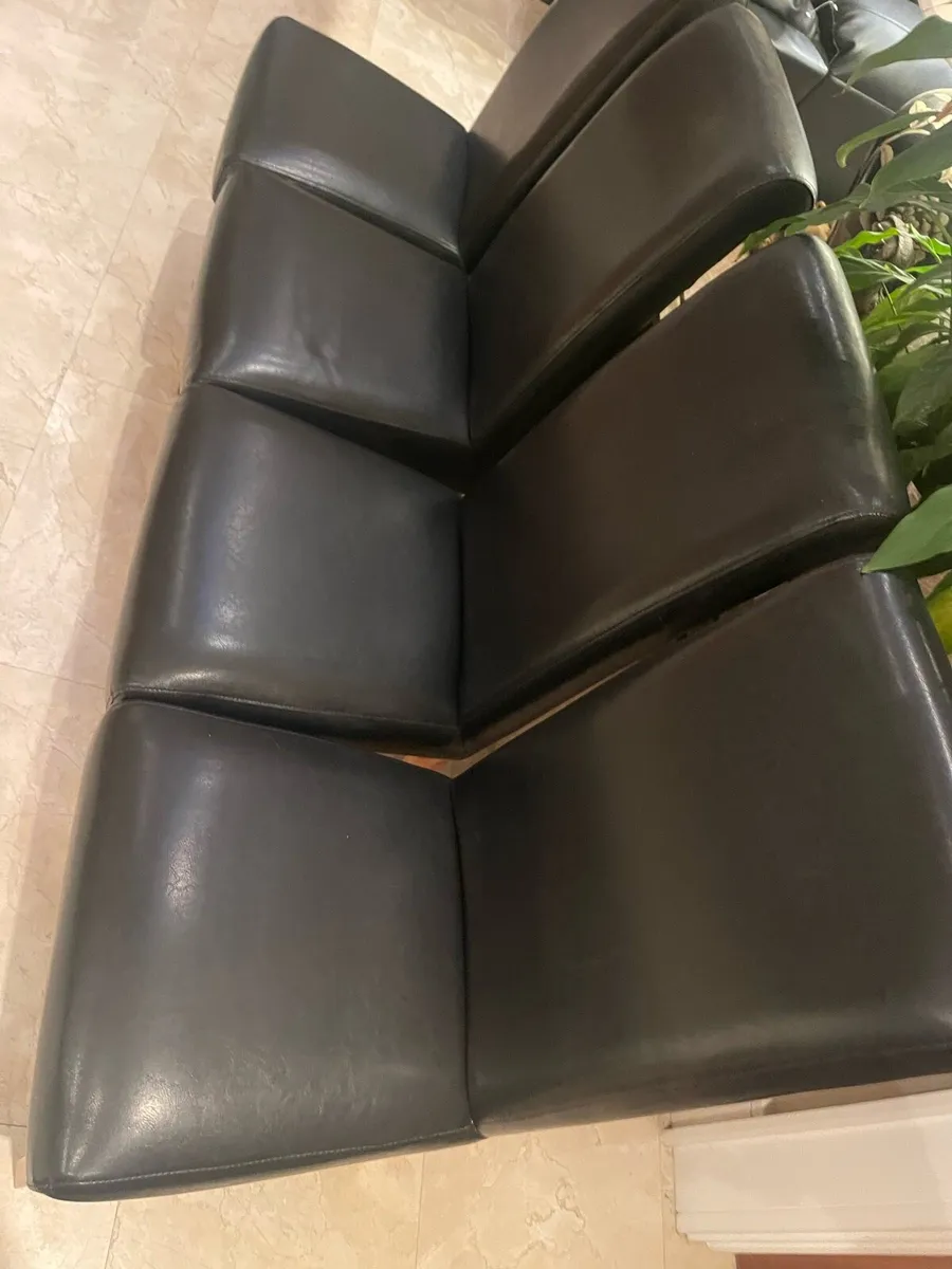 4 (+2) x Brown Leather Kitchen Dining Chairs - Image 2