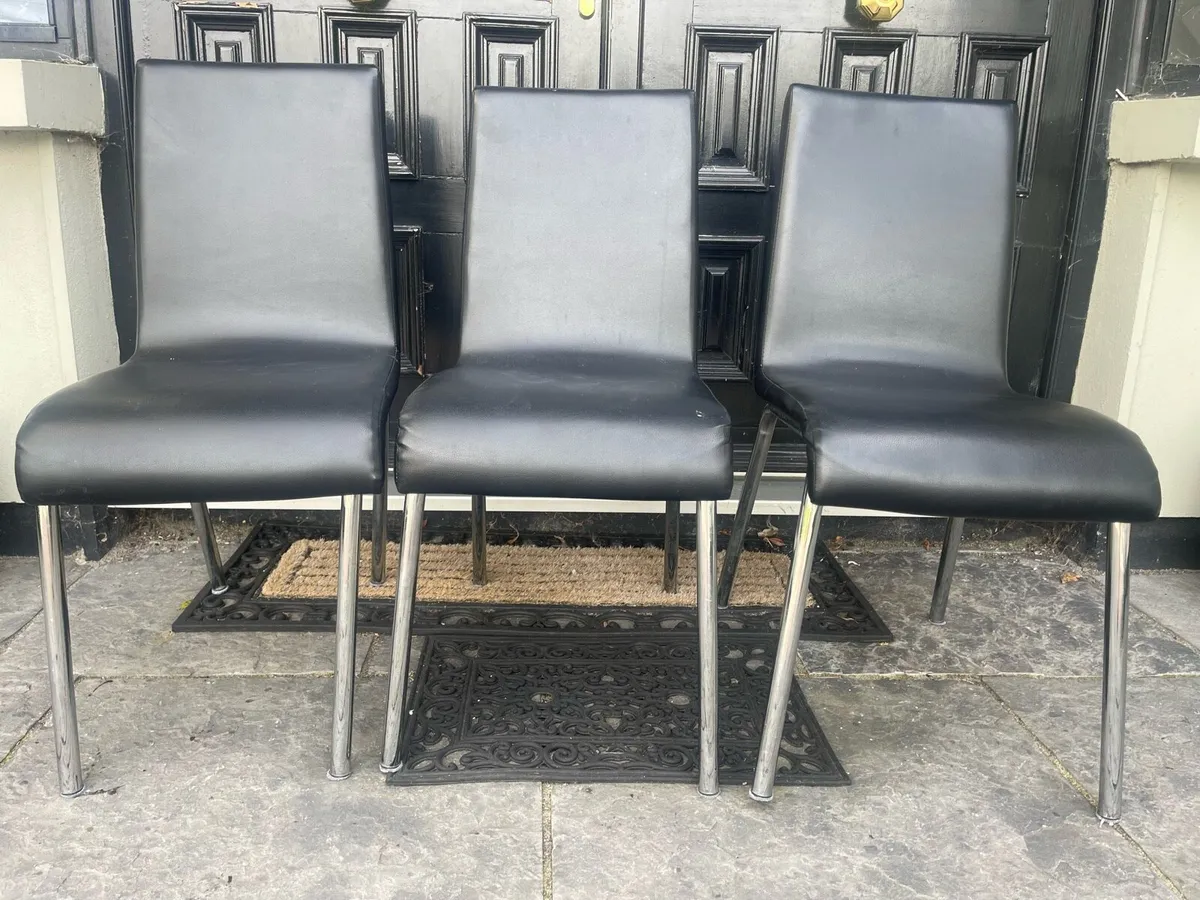 As New -1 Remaining x Black Leather Dining Chair - Image 1