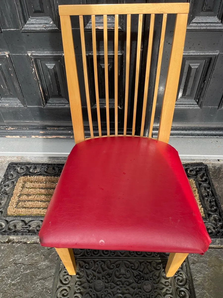 Gorgeous Wooden Kitchen Dining Chair With Red Seat