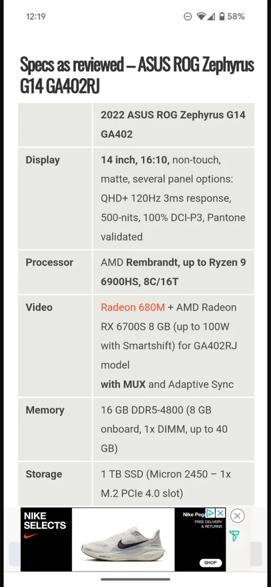 Asus Rog Zephyrus Laptop